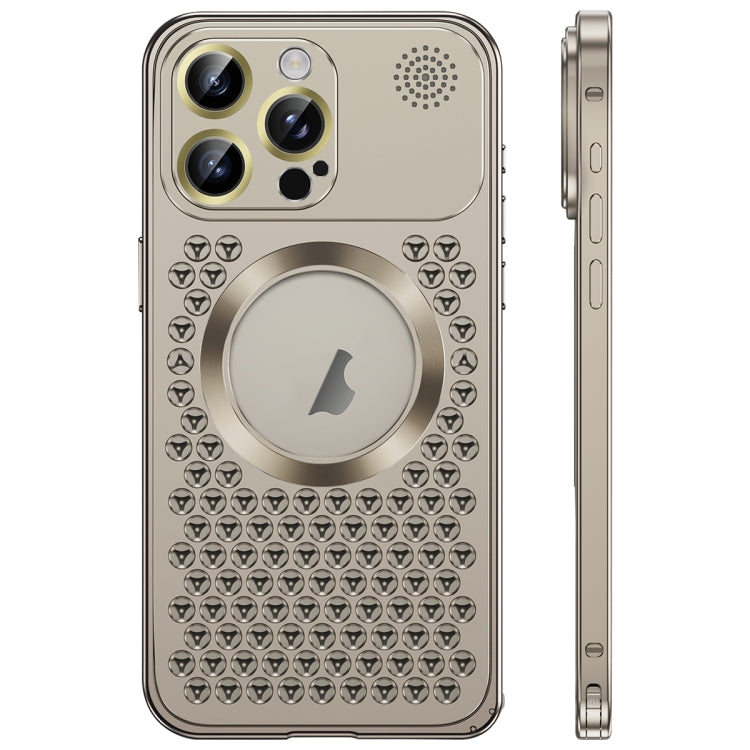 For iPhone 16 Pro Max Spring Buckle MagSafe Magnetic Metal Aromatherapy Phone Case(Grey) - free shipping - PMc TechLife - Order now!