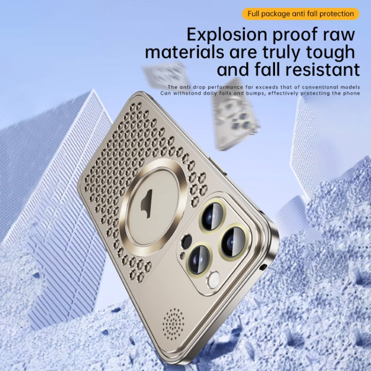 For iPhone 16 Pro Max Spring Buckle MagSafe Magnetic Metal Aromatherapy Phone Case(Blue) - free shipping - PMc TechLife - Order now!