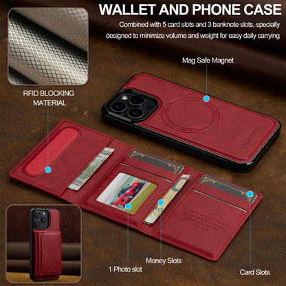 For iPhone 16 Pro LC.IMEEKE L5 Series Detachable RFID Card Bag Magsafe Phone Case(Red) - iPhone 16 Pro Cases by LC.IMEEKE | Online Shopping South Africa | PMC Jewellery | Buy Now Pay Later Mobicred