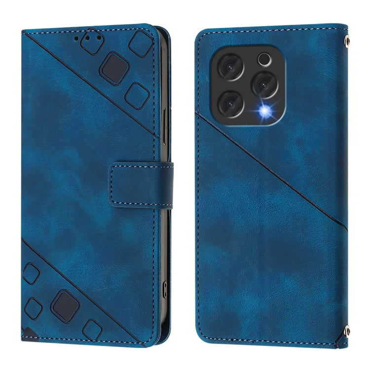 For Doogee N55 Plus Skin-feel Embossed Leather Phone Case(Blue) - Doogee Cases by PMC TechLife | Online Shopping South Africa | PMC TechLife | Buy Now Pay Later Mobicred