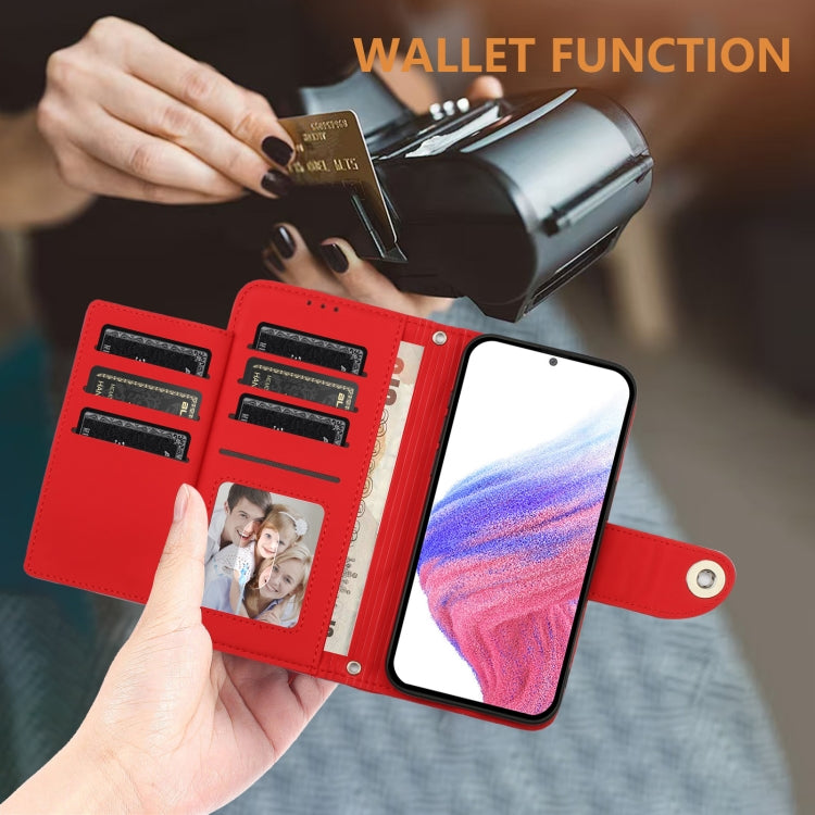 For Doogee N55 Plus Rhombic Texture Flip Leather Phone Case with Lanyard(Red) - Doogee Cases by PMC TechLife | Online Shopping South Africa | PMC TechLife | Buy Now Pay Later Mobicred