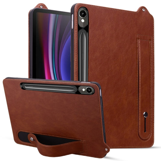 For Samsung Galaxy Tab S10 / S9 / S8 / S7 TPU Leather Back Tablet Case with Wristband(Brown) - Tab S10 Cases by PMC Jewellery | Online Shopping South Africa | PMC Jewellery | Buy Now Pay Later Mobicred