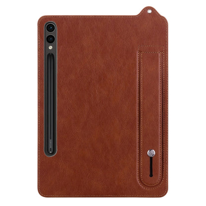 For Samsung Galaxy Tab S10+ / S9+ / S8+ TPU Leather Back Tablet Case with Wristband(Brown) - Tab S10+ Cases by PMC Jewellery | Online Shopping South Africa | PMC Jewellery | Buy Now Pay Later Mobicred