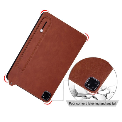 For Samsung Galaxy Tab S10 Ultra / S9 Ultra TPU Leather Back Tablet Case with Wristband(Brown) - Tab S10 Ultra Cases by PMC Jewellery | Online Shopping South Africa | PMC Jewellery | Buy Now Pay Later Mobicred