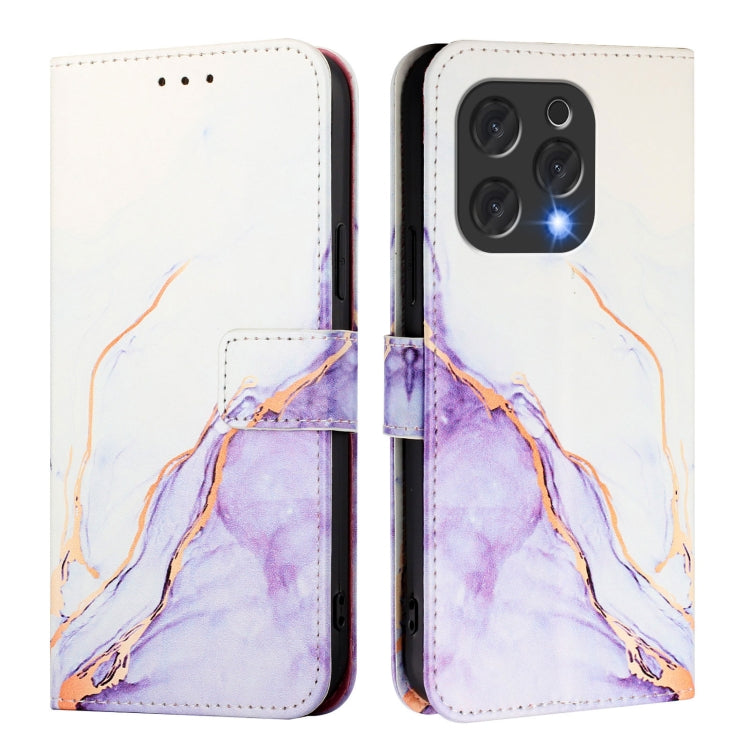 For Doogee N55 Plus PT003 Marble Pattern Flip Leather Phone Case(White Purple) - More Brand by PMC TechLife | Online Shopping South Africa | PMC TechLife | Buy Now Pay Later Mobicred