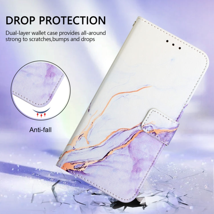 For Doogee N55 Plus PT003 Marble Pattern Flip Leather Phone Case(White Purple) - More Brand by PMC TechLife | Online Shopping South Africa | PMC TechLife | Buy Now Pay Later Mobicred