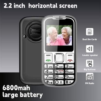 W26 Elder Keypad Phone, 2.2 inch, 6800mAh, 21 Keys, SOS, FM, Dual SIM, GSM, Plug:UK Plug(Black) - Others by PMC Jewellery | Online Shopping South Africa | PMC Jewellery | Buy Now Pay Later Mobicred