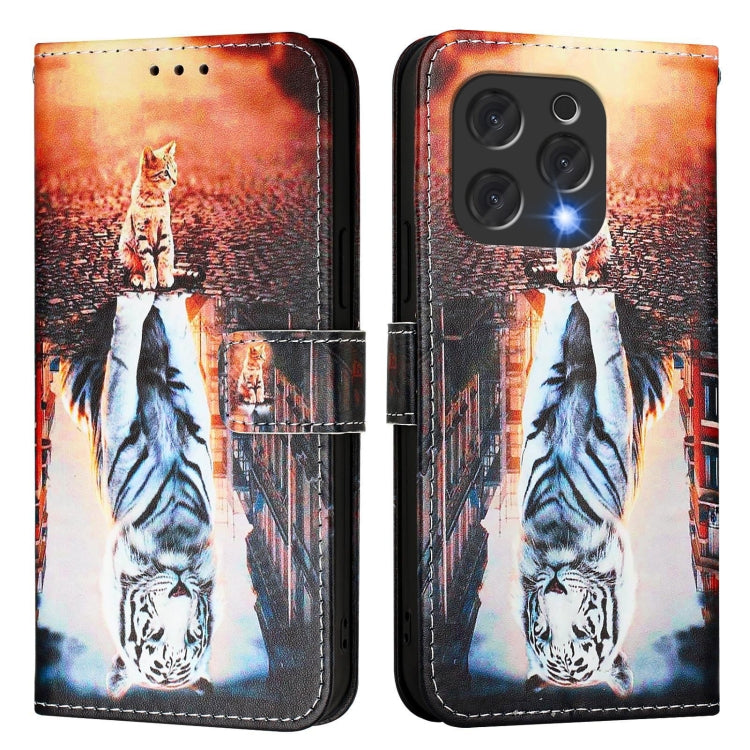 For Doogee N55 Plus Colored Drawing Pattern Plain Weave Leather Phone Case(Cats And Tigers) - free shipping - PMC TechLife - Order now!