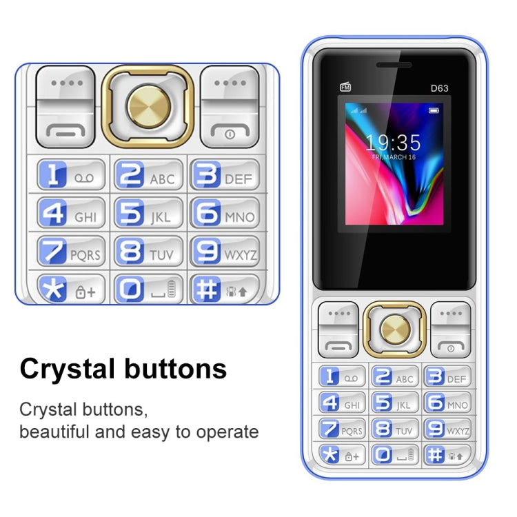 D63 Elder Keypad Phone, 1.77 inch, 3600mAh, SOS, FM, Dual SIM, GSM, Plug:UK Plug(Blue) - Others by PMC Jewellery | Online Shopping South Africa | PMC Jewellery | Buy Now Pay Later Mobicred