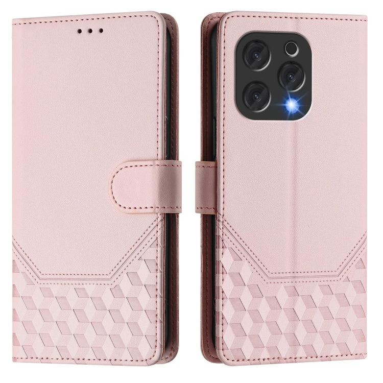 For Doogee N55 Plus Honeycomb Embossing RFID Leather Phone Case(Pink) - More Brand by PMC TechLife | Online Shopping South Africa | PMC TechLife | Buy Now Pay Later Mobicred