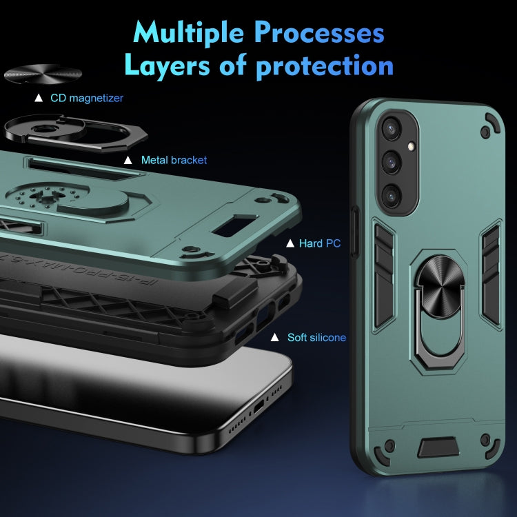 For Samsung Galaxy S25 5G Shockproof Metal Ring Holder Phone Case(Green) - Galaxy S25 5G Cases by PMC Jewellery | Online Shopping South Africa | PMC Jewellery | Buy Now Pay Later Mobicred