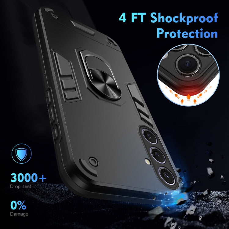 For Samsung Galaxy S25+ 5G Shockproof Metal Ring Holder Phone Case(Black) - Galaxy S25+ 5G Cases by PMC Jewellery | Online Shopping South Africa | PMC Jewellery | Buy Now Pay Later Mobicred