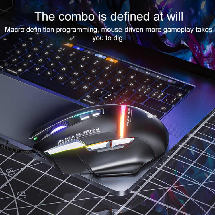 AULA S12 Pro 12800DPI Wired RGB Gaming Mouse(White) - Wired Mice by AULA | Online Shopping South Africa | PMC TechLife | Buy Now Pay Later Mobicred