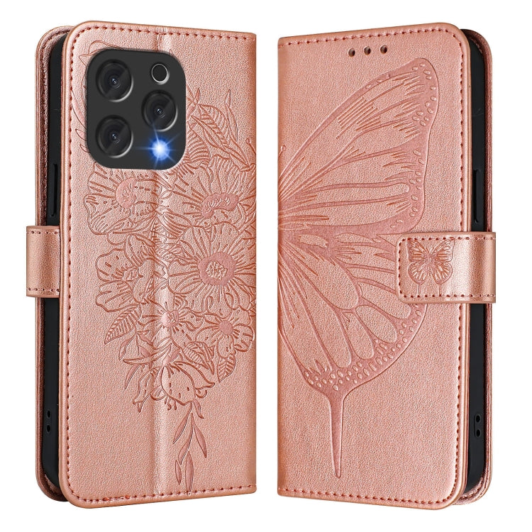 For Doogee N55 Plus Embossed Butterfly Leather Phone Case(Rose Gold) - Doogee Cases by PMC TechLife | Online Shopping South Africa | PMC TechLife | Buy Now Pay Later Mobicred