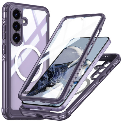 For Samsung Galaxy S25+ 5G Tempered Glass MagSafe Phone Case(Purple) - Galaxy S25+ 5G Cases by PMC Jewellery | Online Shopping South Africa | PMC Jewellery | Buy Now Pay Later Mobicred