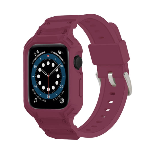 For Apple Watch Series 10 42mm Armor TPU Case Integrated Watch Band(Plum Color) - Watch Cases by PMC Jewellery | Online Shopping South Africa | PMC Jewellery | Buy Now Pay Later Mobicred