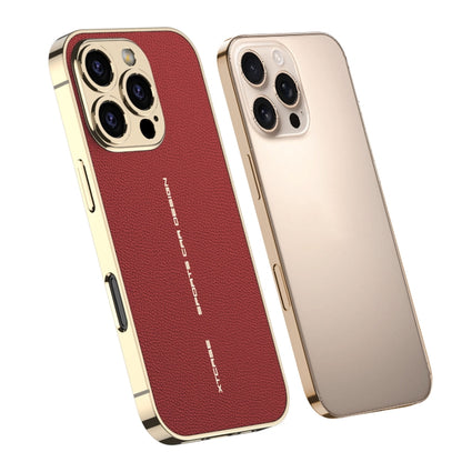 For iPhone 16 Pro Max GKK Plated Plain Leather Shockproof Phone Case(Red) - iPhone 16 Pro Max Cases by GKK | Online Shopping South Africa | PMC Jewellery | Buy Now Pay Later Mobicred