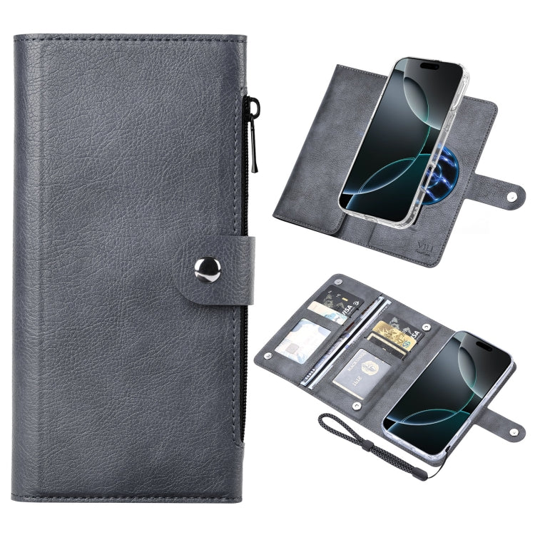 For iPhone 16 Pro Max ViLi GVS-C Series MagSafe Magnetic RFID Leather Flip Phone Case(Grey) - free shipping - PMC Jewellery - Order now!