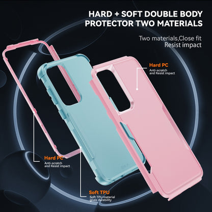 For Samsung Galaxy S25 5G TPU + PC Shockproof Protective Phone Case(Pink + Grey Green) - Galaxy S25 5G Cases by PMC Jewellery | Online Shopping South Africa | PMC Jewellery | Buy Now Pay Later Mobicred