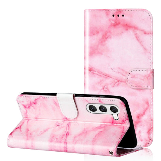 For Samsung Galaxy S25 5G Colored Drawing Marble Pattern Leather Phone Case(Pink Marble) - Galaxy S25 5G Cases by PMC Jewellery | Online Shopping South Africa | PMC Jewellery | Buy Now Pay Later Mobicred