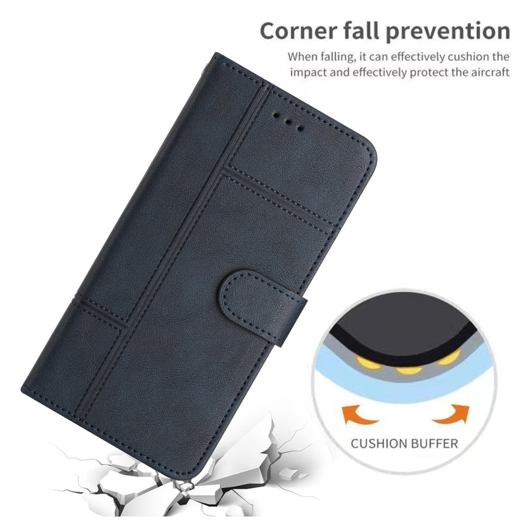 For Samsung Galaxy S25+ 5G Cowhide Texture Stitching Leather Phone Case(Dark Blue) - Galaxy S25+ 5G Cases by PMC Jewellery | Online Shopping South Africa | PMC Jewellery | Buy Now Pay Later Mobicred