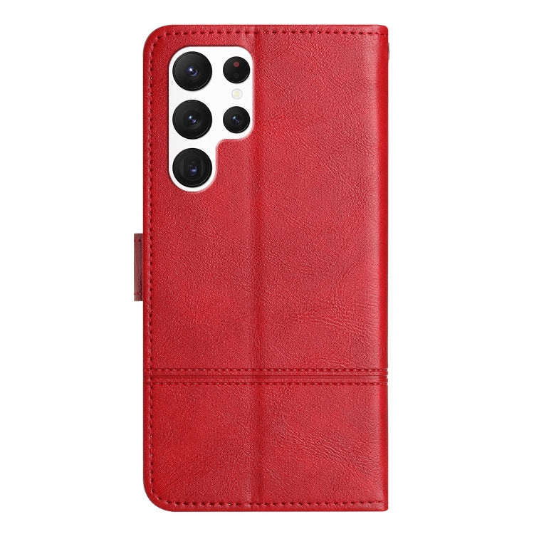 For Samsung Galaxy S25 Ultra 5G Cowhide Texture Stitching Leather Phone Case(Red) - Galaxy S25 Ultra 5G Cases by PMC Jewellery | Online Shopping South Africa | PMC Jewellery | Buy Now Pay Later Mobicred