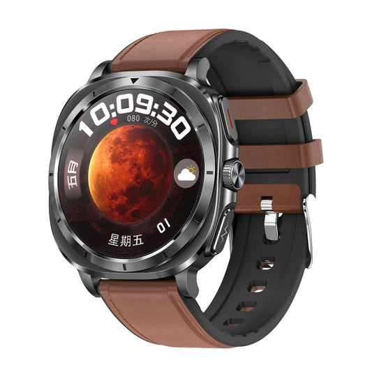 ET492 1.43 inch AMOLED Screen Leather Strap Smart Watch Supports ECG/Blood Sugar Monitoring(Brown) - Smart Watches by PMC Jewellery | Online Shopping South Africa | PMC Jewellery | Buy Now Pay Later Mobicred