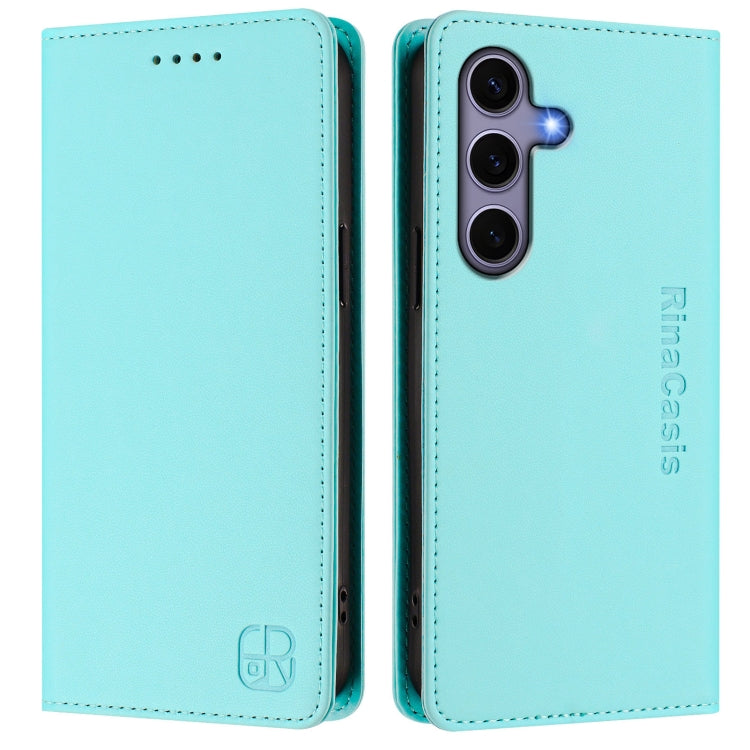 For Samsung Galaxy S24+ / S25+ 5G RC01 Dual-Folded Magnetic Suction RFID Leather Phone Case(Mint Green) - Galaxy S25+ 5G Cases by PMC Jewellery | Online Shopping South Africa | PMC Jewellery | Buy Now Pay Later Mobicred