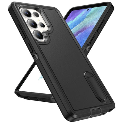 For Samsung Galaxy S25 Ultra 5G Rugged PC Hybrid Silicone Phone Case with Holder(Black) - Galaxy S25 Ultra 5G Cases by PMC Jewellery | Online Shopping South Africa | PMC Jewellery | Buy Now Pay Later Mobicred