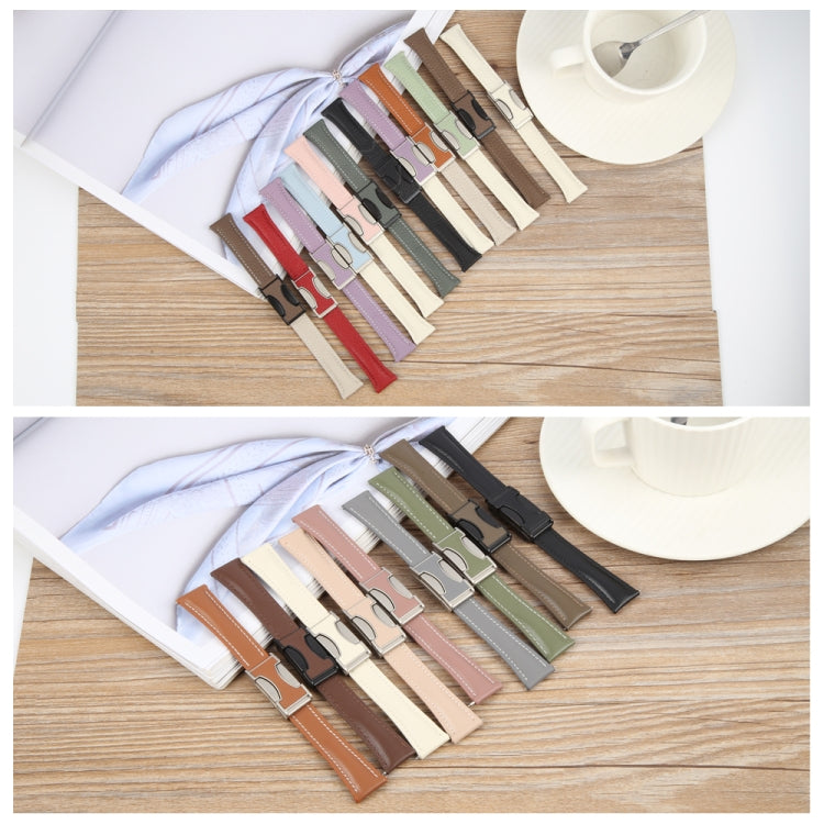 22mm Universal Slim Magnetic Buckle Genuine Leather Watch Band(Plain Weave Green) - free shipping - PMc TechLife - Order now!