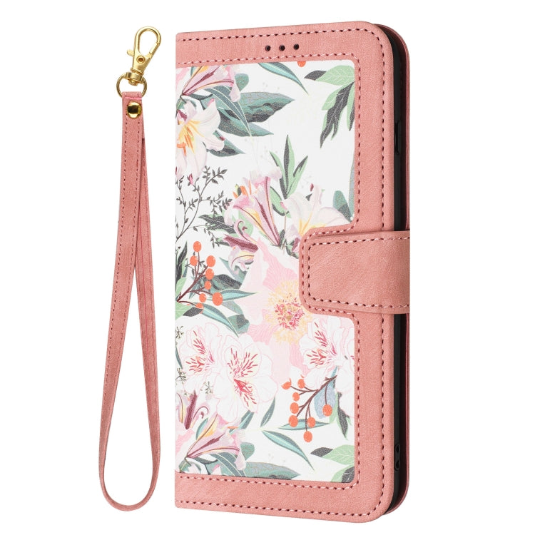 For Samsung Galaxy S25 Ultra 5G Floral Pattern Leather Phone Case with Lanyard(Pink) - Galaxy S25 Ultra 5G Cases by PMC Jewellery | Online Shopping South Africa | PMC Jewellery | Buy Now Pay Later Mobicred