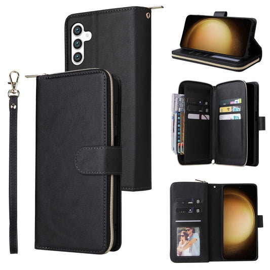 For Samsung Galaxy S25+ 5G 9-Card Slots Zipper Wallet Bag Leather Phone Case(Black) - Galaxy S25+ 5G Cases by PMC Jewellery | Online Shopping South Africa | PMC Jewellery | Buy Now Pay Later Mobicred