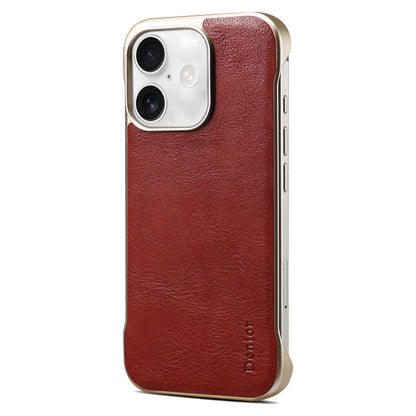 For iPhone 16 Plus Denior MagSafe Genuine Leather Calf Texture  Phone Case(Red) - iPhone 16 Plus Cases by Denior | Online Shopping South Africa | PMC Jewellery | Buy Now Pay Later Mobicred