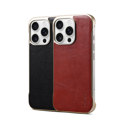 For iPhone 16 Pro Denior MagSafe Genuine Leather Calf Texture  Phone Case(Black) - iPhone 16 Pro Cases by Denior | Online Shopping South Africa | PMC Jewellery | Buy Now Pay Later Mobicred