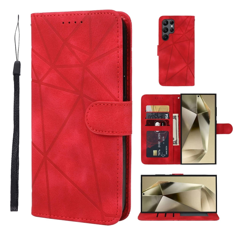 For Samsung Galaxy S25 Ultra 5G Skin Feel Geometric Lines Leather Phone Case(Red) - Galaxy S25 Ultra 5G Cases by PMC Jewellery | Online Shopping South Africa | PMC Jewellery | Buy Now Pay Later Mobicred