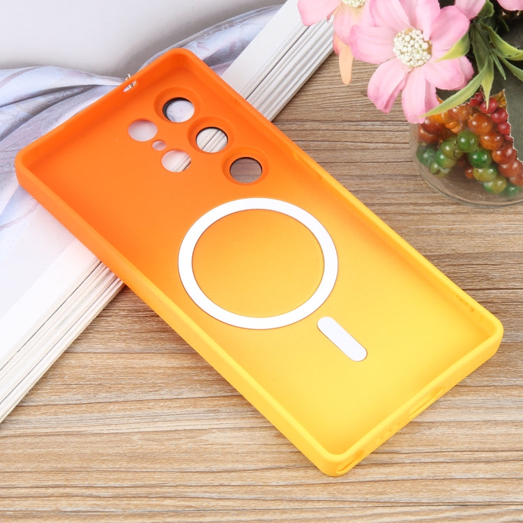 For Samsung Galaxy S25 Ultra 5G Liquid TPU Silicone Gradient MagSafe Phone Case(Orange Yellow) - Galaxy S25 Ultra 5G Cases by PMC Jewellery | Online Shopping South Africa | PMC Jewellery | Buy Now Pay Later Mobicred