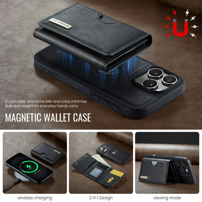 For iPhone 16 Pro Max DG.MING M6 Series RFID Tri-fold Card Bag Removable Leather Phone Case(Black) - iPhone 16 Pro Max Cases by DG.MING | Online Shopping South Africa | PMC Jewellery | Buy Now Pay Later Mobicred