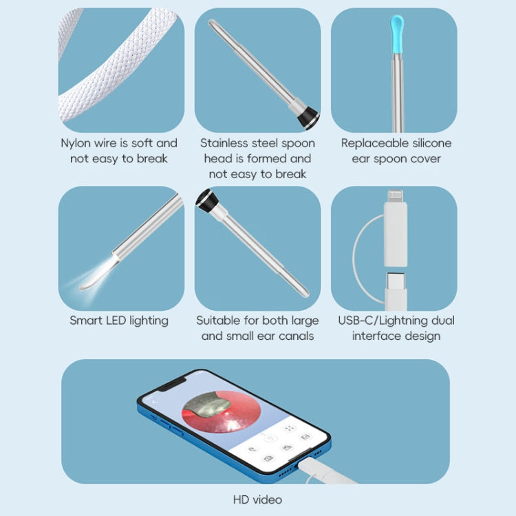 NK-5101 HD Smart Visual Ear Spoon(Black + White) - free shipping - PMC TechLife - Order now!