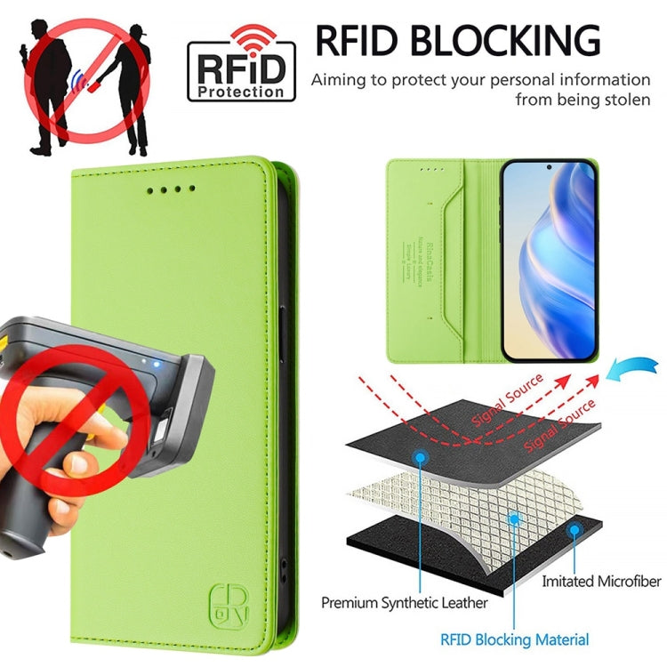 For Honor Magic6 Pro Global RC01 Dual-Folded Magnetic Suction RFID Leather Phone Case(Grass Green) - Honor Cases by PMC Jewellery | Online Shopping South Africa | PMC Jewellery | Buy Now Pay Later Mobicred