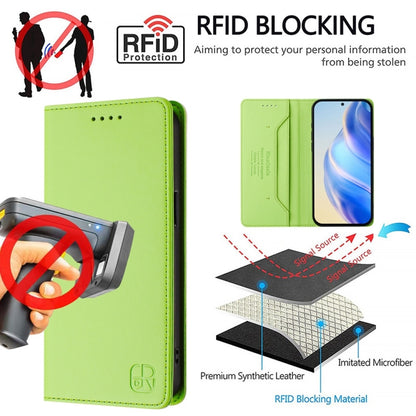 For Honor Magic6 Pro Global RC01 Dual-Folded Magnetic Suction RFID Leather Phone Case(Grass Green) - Honor Cases by PMC Jewellery | Online Shopping South Africa | PMC Jewellery | Buy Now Pay Later Mobicred