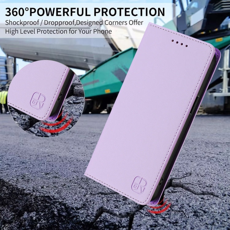 For Honor Magic6 Pro Global RC01 Dual-Folded Magnetic Suction RFID Leather Phone Case(Light Purple) - Honor Cases by PMC Jewellery | Online Shopping South Africa | PMC Jewellery | Buy Now Pay Later Mobicred