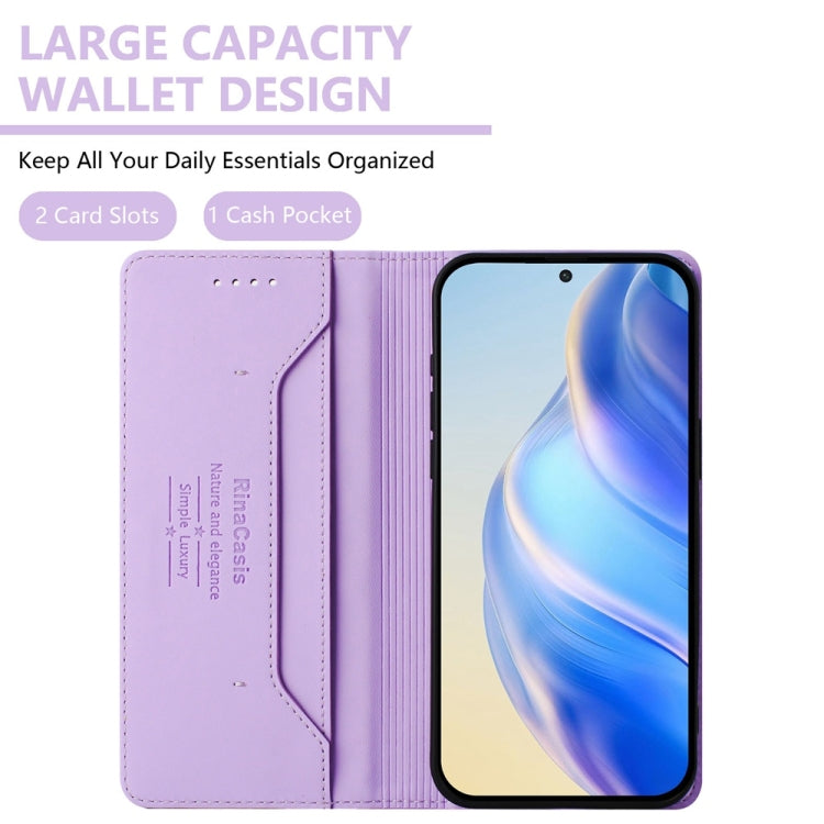 For Huawei Pura 70 RC01 Dual-Folded Magnetic Suction RFID Leather Phone Case(Light Purple) - Huawei Cases by PMC Jewellery | Online Shopping South Africa | PMC Jewellery | Buy Now Pay Later Mobicred