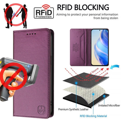 For Huawei Pura 70 RC01 Dual-Folded Magnetic Suction RFID Leather Phone Case(Violet) - Huawei Cases by PMC Jewellery | Online Shopping South Africa | PMC Jewellery | Buy Now Pay Later Mobicred