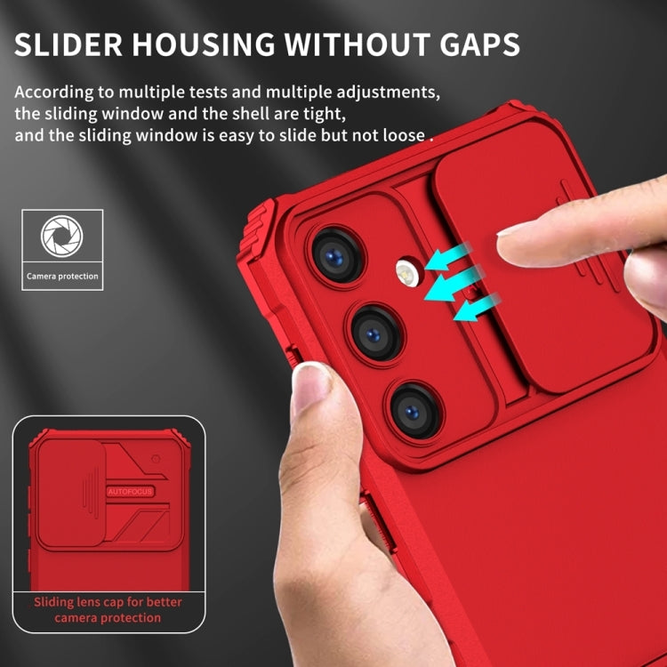 For Samsung Galaxy S25 5G Stereoscopic Holder Sliding Camshield Phone Case(Red) - Galaxy S25 5G Cases by PMC Jewellery | Online Shopping South Africa | PMC Jewellery | Buy Now Pay Later Mobicred