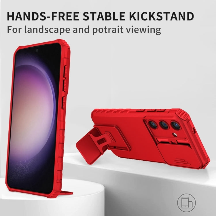For Samsung Galaxy S25 5G Stereoscopic Holder Sliding Camshield Phone Case(Red) - Galaxy S25 5G Cases by PMC Jewellery | Online Shopping South Africa | PMC Jewellery | Buy Now Pay Later Mobicred