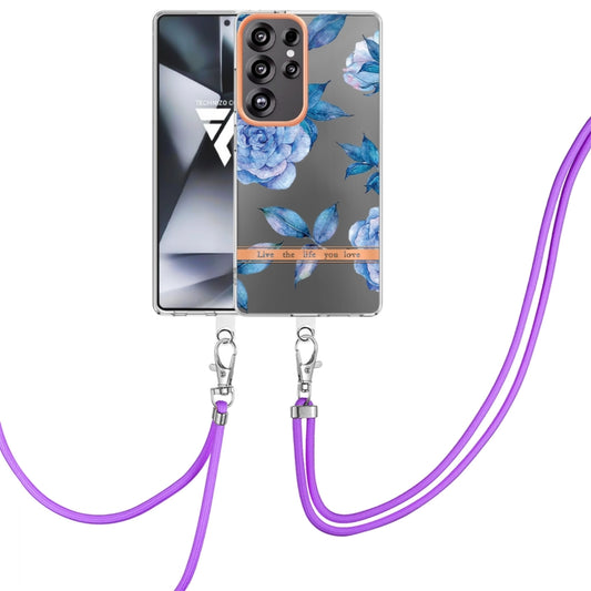 For Samsung Galaxy S25 Ultra 5G Flowers and Plants Series IMD TPU Phone Case with Lanyard(Orchid Peony) - Galaxy S25 Ultra 5G Cases by PMC Jewellery | Online Shopping South Africa | PMC Jewellery | Buy Now Pay Later Mobicred