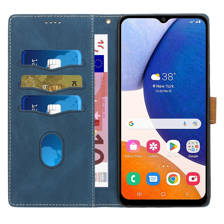 For Samsung Galaxy S25+ 5G Grid Stitching Leather Phone Case with Lanyard(Blue) - Galaxy S25+ 5G Cases by PMC Jewellery | Online Shopping South Africa | PMC Jewellery | Buy Now Pay Later Mobicred