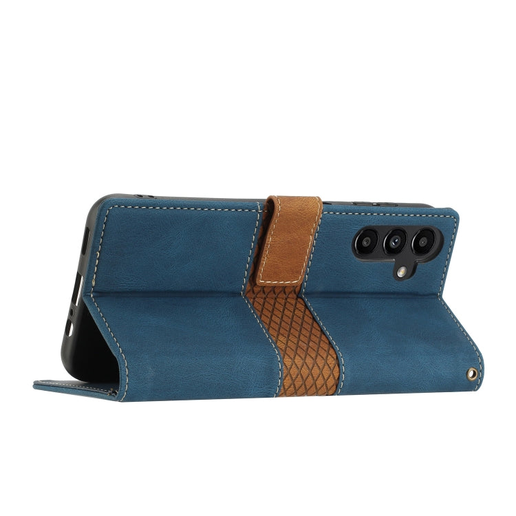 For Samsung Galaxy S25+ 5G Grid Stitching Leather Phone Case with Lanyard(Blue) - Galaxy S25+ 5G Cases by PMC Jewellery | Online Shopping South Africa | PMC Jewellery | Buy Now Pay Later Mobicred