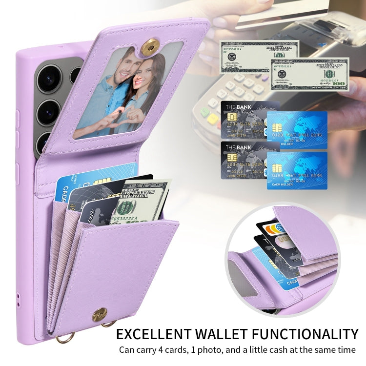 For Samsung Galaxy S25 Ultra 5G Crossbody Lanyard Zipper Wallet Leather Phone Case(Purple) - Galaxy S25 Ultra 5G Cases by PMC Jewellery | Online Shopping South Africa | PMC Jewellery | Buy Now Pay Later Mobicred