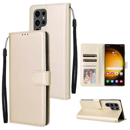 For Samsung Galaxy S25 Ultra 5G 3-Card Slots Multifunctional Leather Phone Case(Gold) - Galaxy S25 Ultra 5G Cases by PMC Jewellery | Online Shopping South Africa | PMC Jewellery | Buy Now Pay Later Mobicred